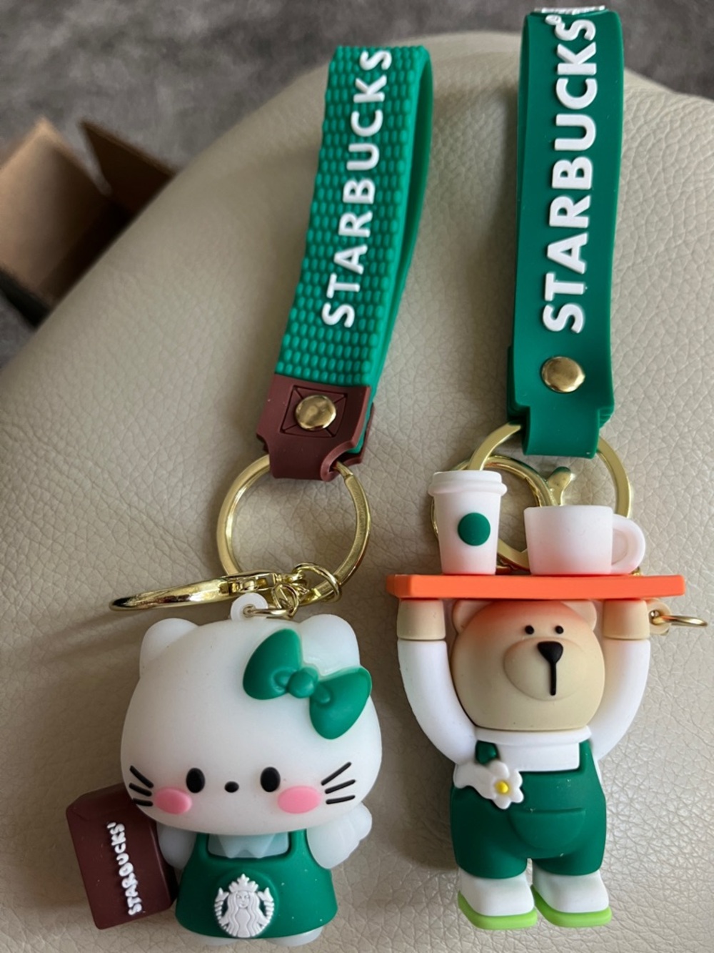 Starbucks Green Bear and hello kitty Silicone Keychain!  Pick one. Or both!